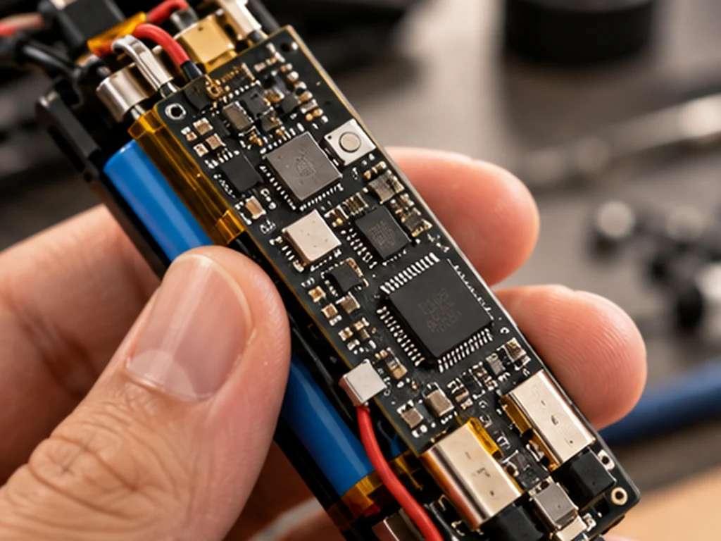 Close-up of battery monitoring and protection components