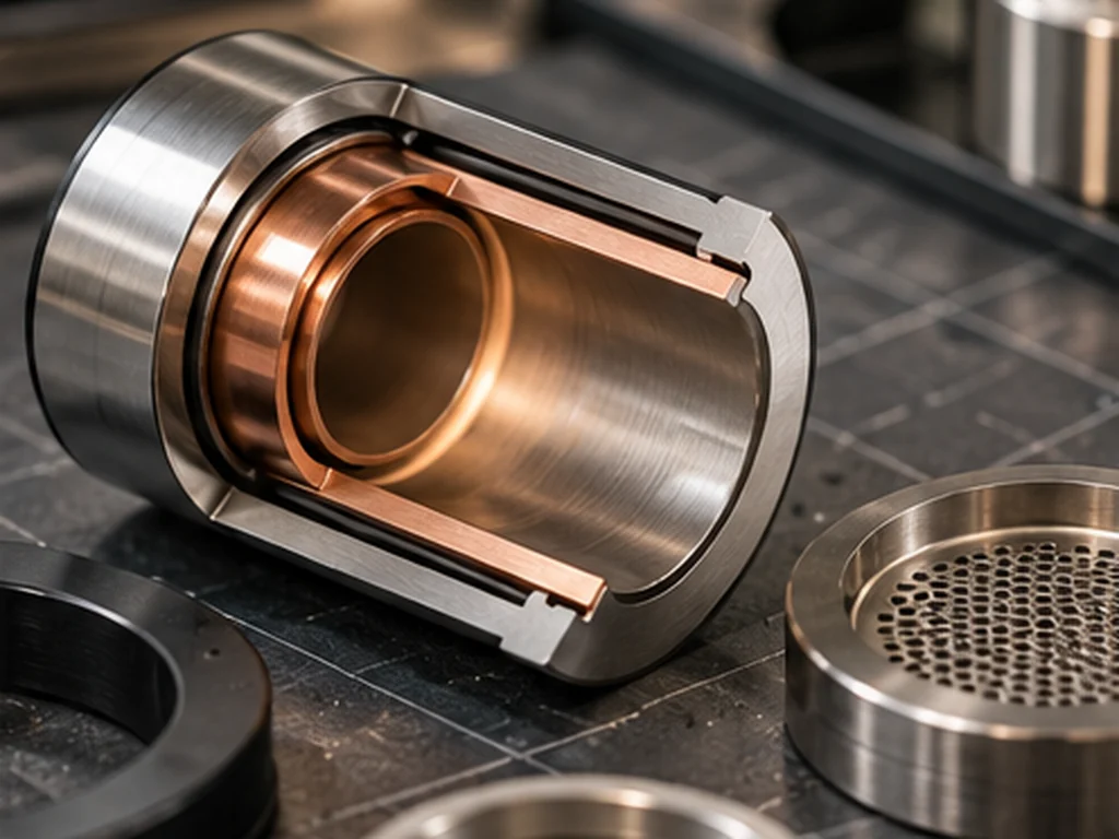 Close-up of metal chamber wall and its contact surfaces
