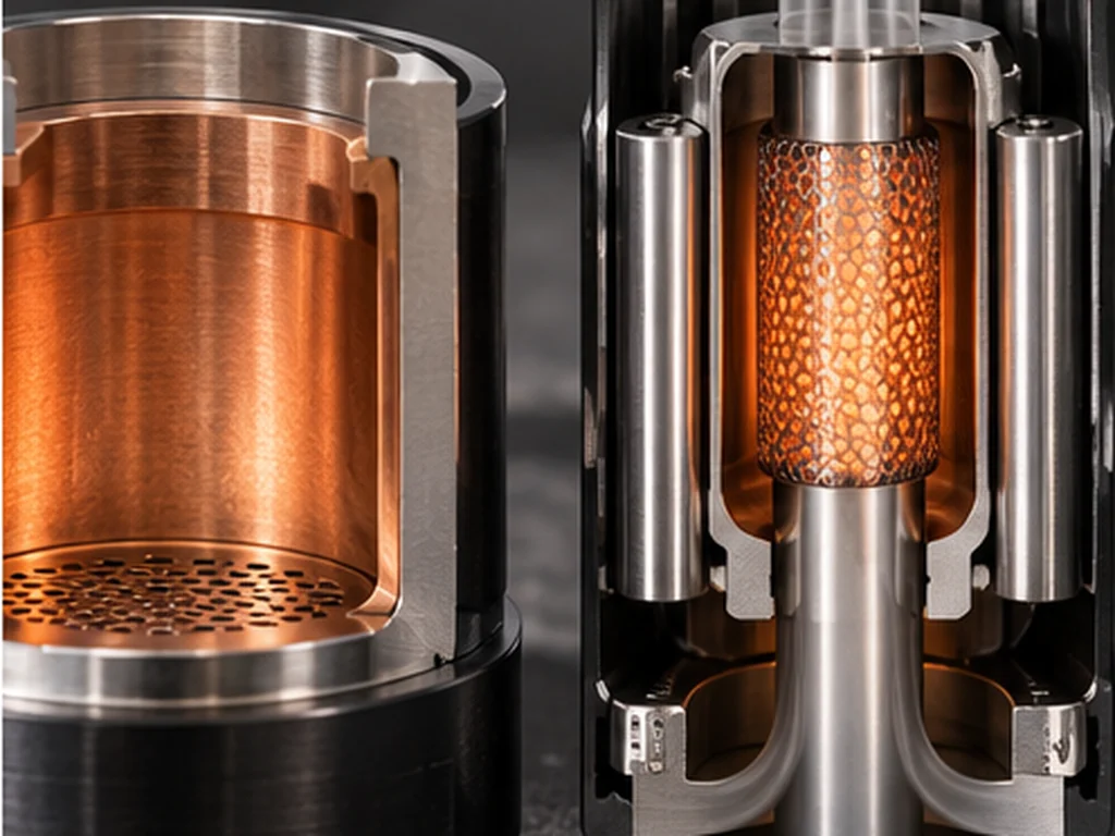 Cross-section of heat transfer through a metal chamber