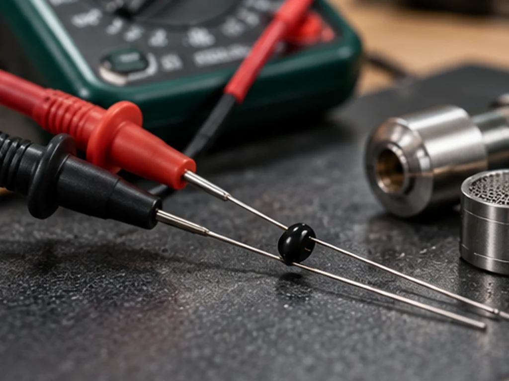 Precision temperature probe on a test workbench