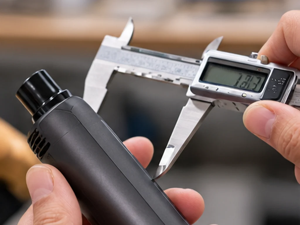 Physical dimensions measured with precision calipers