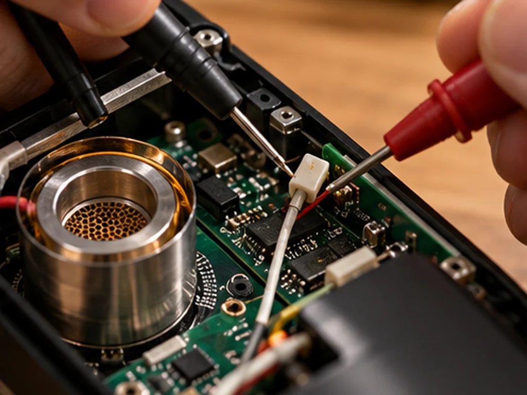 Technician testing a sensor and cut-off circuit