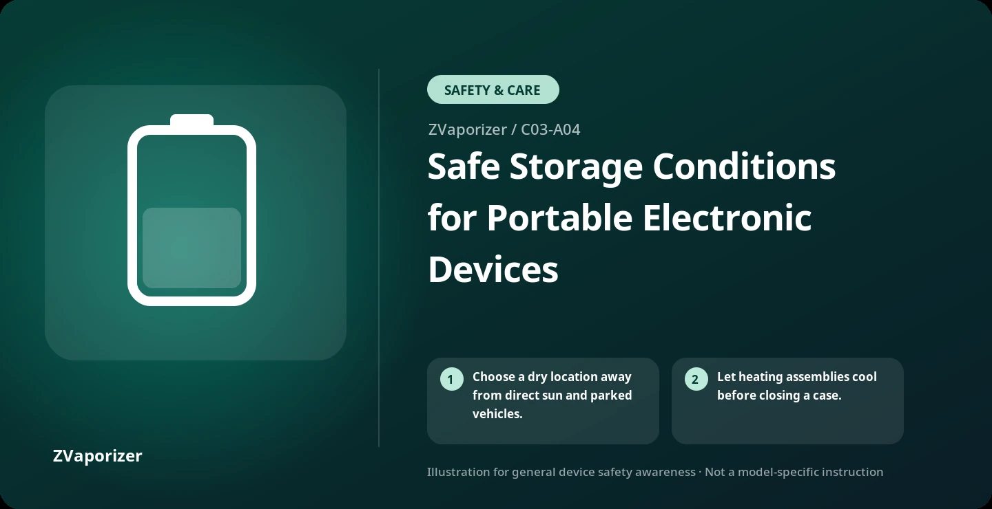 Safe Storage Conditions for Portable Electronic Devices
