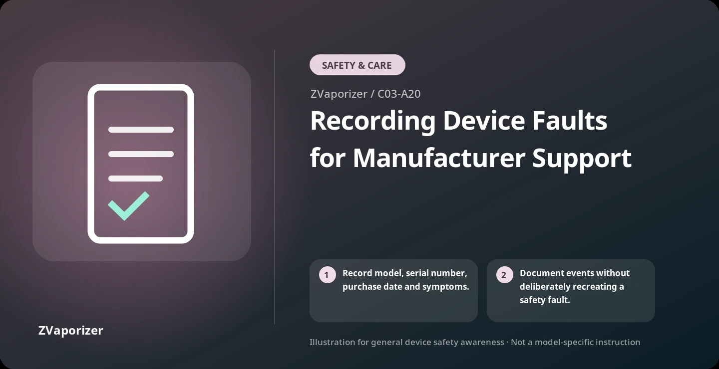 Recording Device Faults for Manufacturer Support