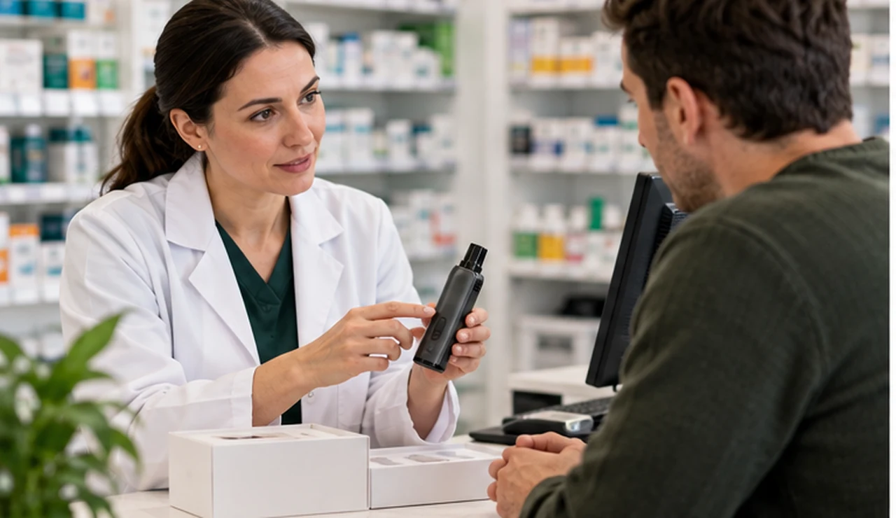 A pharmacist discussing a medical-device question