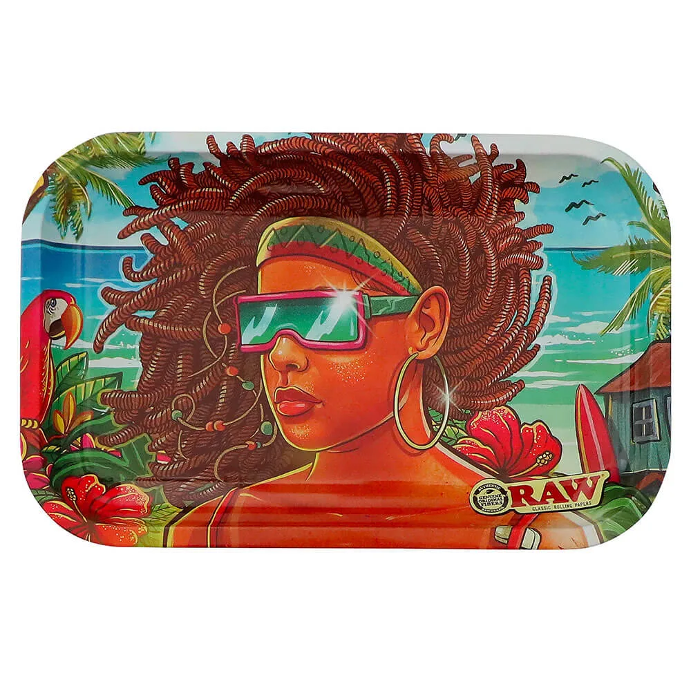 Raw Brazil 3 Medium Metal Rolling Tray