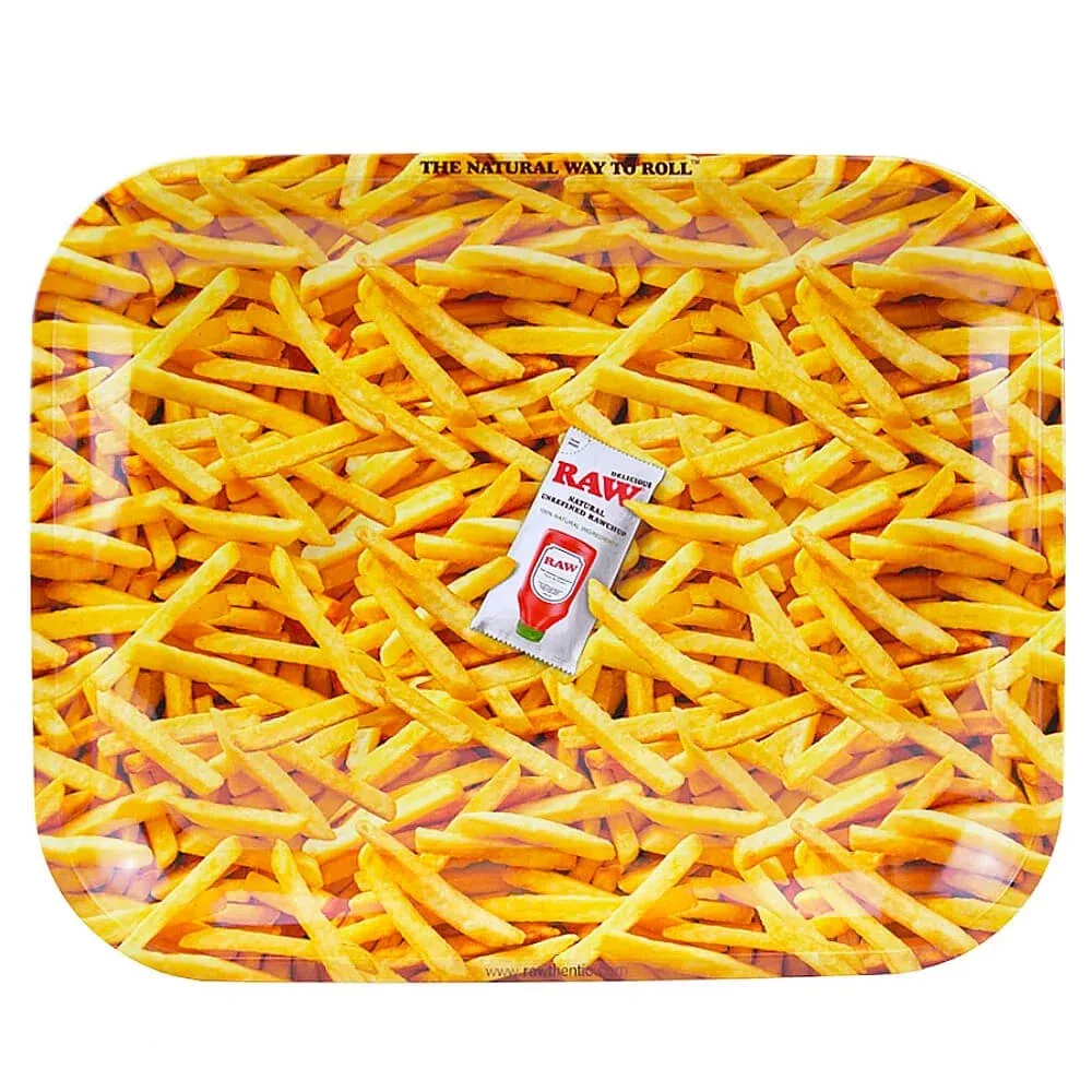 Raw French Fries Large Metal Rolling Tray