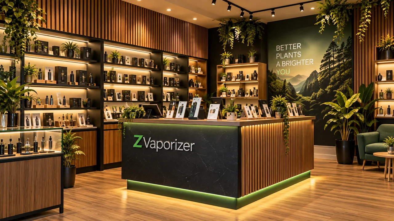 ZVaporizer counter and illuminated display shelves